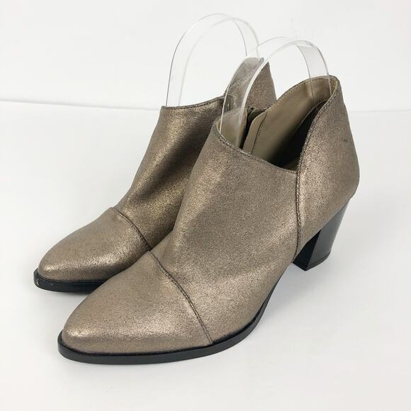 Italeau Marisa Booties EU 36 US 5.5 Gold Leather Waterproof Block Heel NWOB - Picture 2 of 10